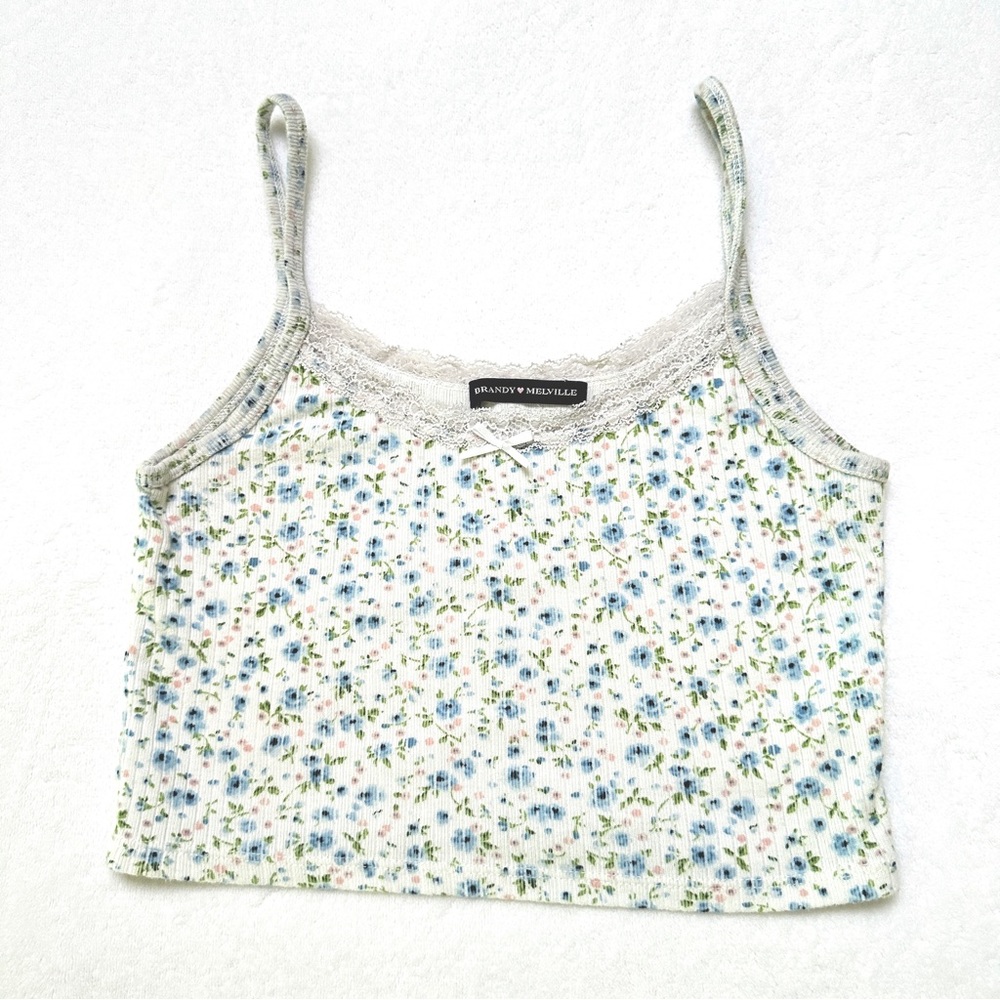 Brandy Melville Cropped Floral Lace Tank